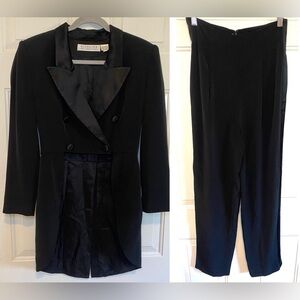 Niteline Della Roufogali 2-Piece Women’s Size 6 Suit Coattail Black Vintage Pant